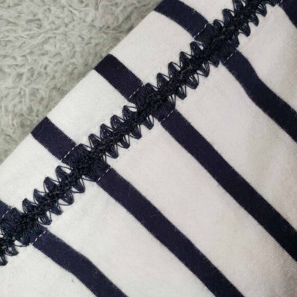 Talbots Shirt Tee White Navy Blue Pima Cotton Plus Size 2X Striped SS - Picture 6 of 9